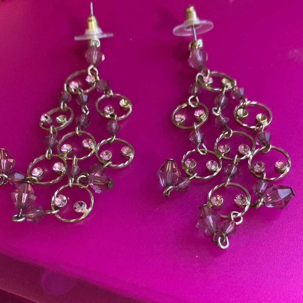 Elegant Gold and Pink Dangle Earrings